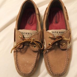 Gold shimmer Sperry Loafers